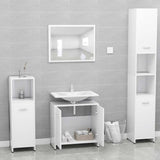 Bathroom Furniture Set White Engineered Wood - Low Angle