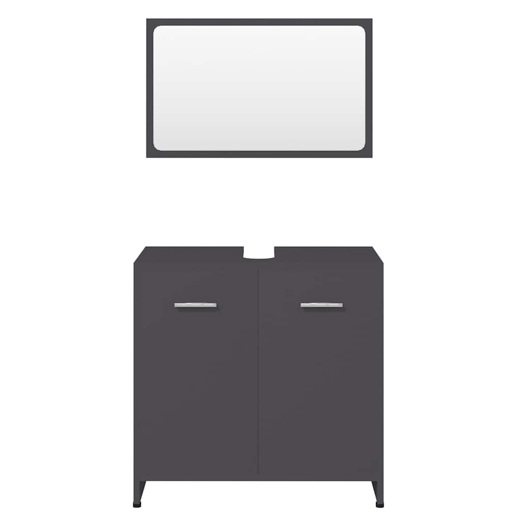 Bathroom Furniture Set Grey Engineered Wood