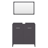 Bathroom Furniture Set Grey Engineered Wood - 45-Degree Angle