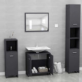 Bathroom Furniture Set Grey Engineered Wood - Low Angle