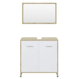 Bathroom Furniture Set White and Sonoma Oak Engineered Wood