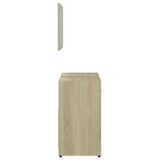 Bathroom Furniture Set White and Sonoma Oak Engineered Wood - Rear View