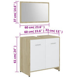 Bathroom Furniture Set White and Sonoma Oak Engineered Wood - Extra Image