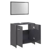 Bathroom Furniture Set High Gloss Grey Engineered Wood