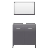 Bathroom Furniture Set High Gloss Grey Engineered Wood