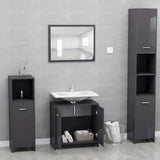 Bathroom Furniture Set High Gloss Grey Engineered Wood