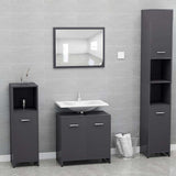 Bathroom Furniture Set High Gloss Grey Engineered Wood