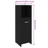Bathroom Cabinet Black 30x30x95 cm Engineered Wood - Extra Image