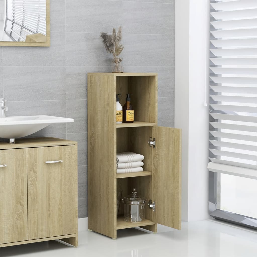 Bathroom Cabinet Sonoma Oak 30x30x95 cm Engineered Wood