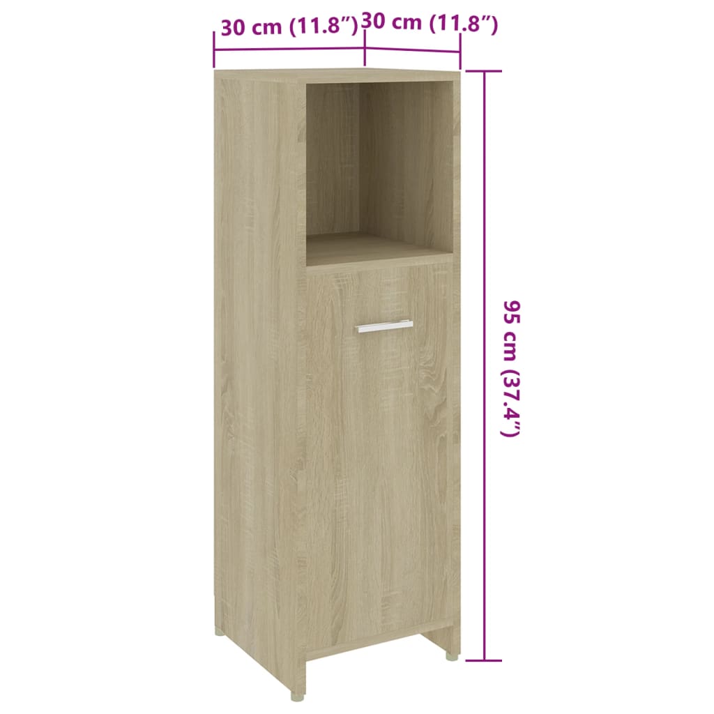 Bathroom Cabinet Sonoma Oak 30x30x95 cm Engineered Wood