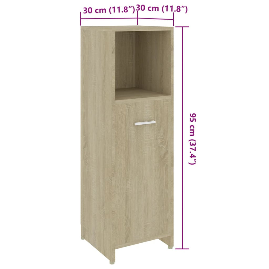 Bathroom Cabinet Sonoma Oak 30x30x95 cm Engineered Wood