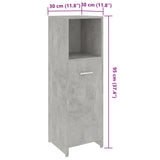Bathroom Cabinet Concrete Grey 30x30x95 cm Engineered Wood - Extra Image