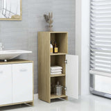 Bathroom Cabinet White and Sonoma Oak 30x30x95 cm Engineered Wood - Side View