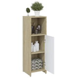Bathroom Cabinet White and Sonoma Oak 30x30x95 cm Engineered Wood - Top-Down View