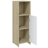 Bathroom Cabinet White and Sonoma Oak 30x30x95 cm Engineered Wood - 45-Degree Angle