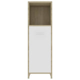 Bathroom Cabinet White and Sonoma Oak 30x30x95 cm Engineered Wood
