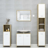 Bathroom Cabinet White and Sonoma Oak 30x30x95 cm Engineered Wood - Low Angle