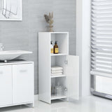 Bathroom Cabinet High Gloss White 30x30x95 cm Engineered Wood - Side View
