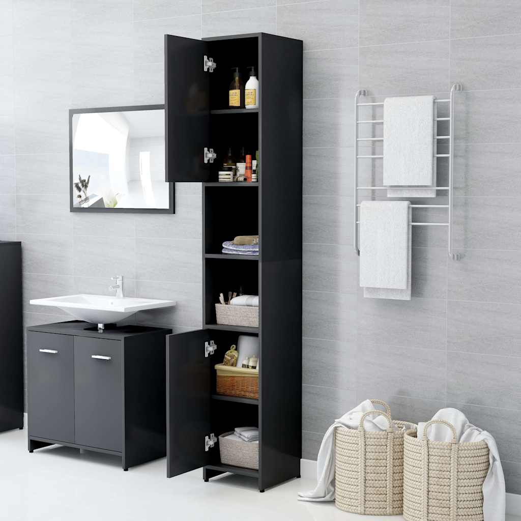 Bathroom Cabinet Grey 30x30x183.5 cm Engineered Wood