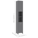 Bathroom Cabinet Grey 30x30x183.5 cm Engineered Wood
