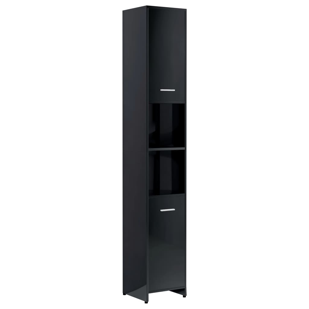 Bathroom Cabinet High Gloss Black 30x30x183.5 cm Engineered Wood