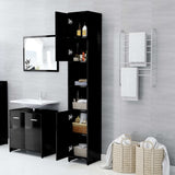 Bathroom Cabinet High Gloss Black 30x30x183.5 cm Engineered Wood
