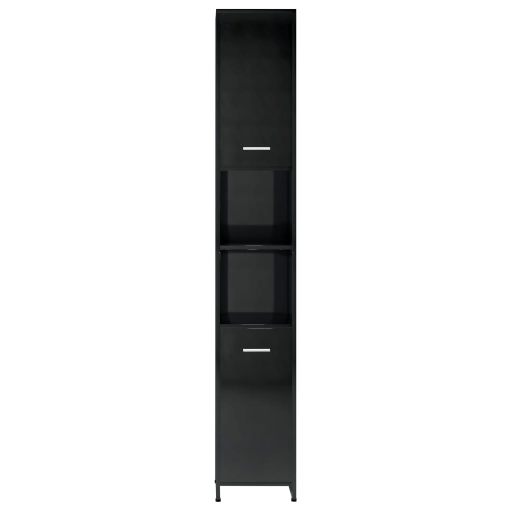 Bathroom Cabinet High Gloss Black 30x30x183.5 cm Engineered Wood