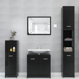 Bathroom Cabinet High Gloss Black 30x30x183.5 cm Engineered Wood - Low Angle