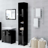 Bathroom Cabinet High Gloss Black 30x30x183.5 cm Engineered Wood