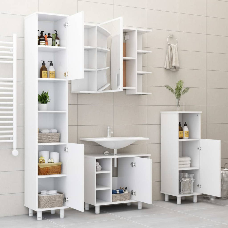 Bathroom Mirror Cabinet White 80x20.5x64 cm Engineered Wood