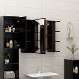 Bathroom Mirror Cabinet Black 80x20.5x64 cm Engineered Wood - Side View