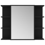 Bathroom Mirror Cabinet Black 80x20.5x64 cm Engineered Wood - Rear View