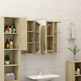 Bathroom Mirror Cabinet Sonoma Oak 80x20.5x64 cm Engineered Wood - Side View
