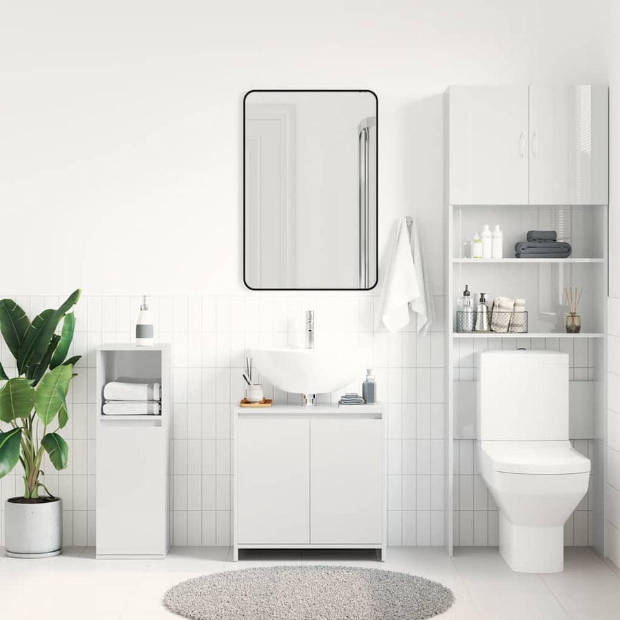 Bathroom Cabinet High Gloss White 60x33x60 cm Engineered Wood