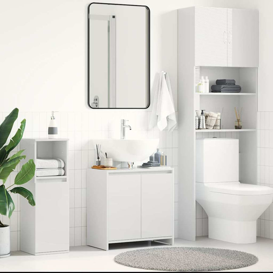 Bathroom Cabinet High Gloss White 60x33x60 cm Engineered Wood