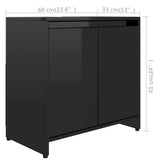 Bathroom Cabinet High Gloss Black 60x33x61 cm Engineered Wood - Extra Image