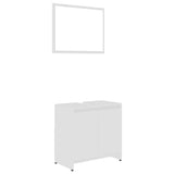Bathroom Furniture Set White Engineered Wood - Front View