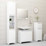 Bathroom Furniture Set White Engineered Wood - Low Angle
