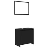 Bathroom Furniture Set Black Engineered Wood - Front View