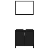 Bathroom Furniture Set Black Engineered Wood - 45-Degree Angle
