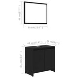 Bathroom Furniture Set Black Engineered Wood