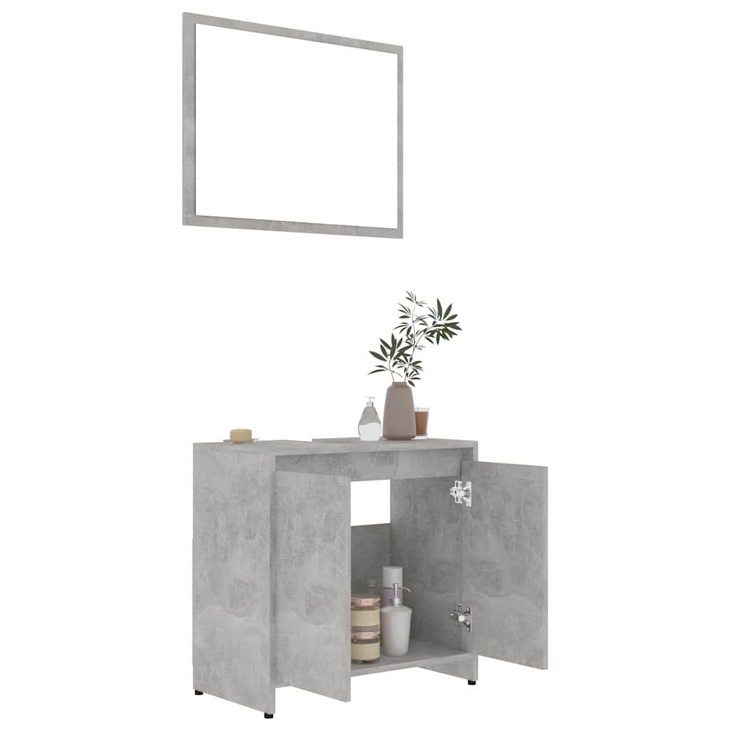 Bathroom Furniture Set Concrete Grey Engineered Wood