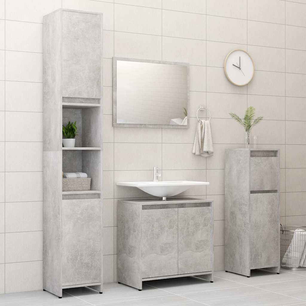Bathroom Furniture Set Concrete Grey Engineered Wood