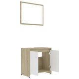 Bathroom Furniture Set White and Sonoma Oak Engineered Wood