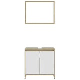 Bathroom Furniture Set White and Sonoma Oak Engineered Wood - 45-Degree Angle