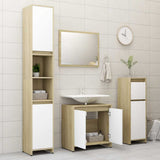 Bathroom Furniture Set White and Sonoma Oak Engineered Wood - Extra Image