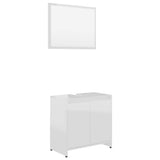 Bathroom Furniture Set High Gloss White Engineered Wood - Front View
