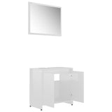 Bathroom Furniture Set High Gloss White Engineered Wood