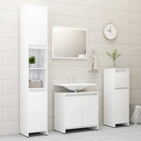 Bathroom Furniture Set High Gloss White Engineered Wood - Low Angle