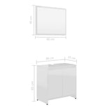 Bathroom Furniture Set High Gloss White Engineered Wood - Extra Image